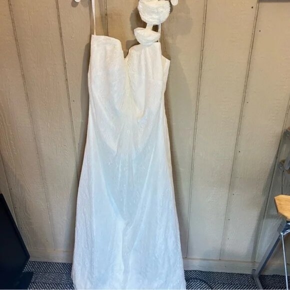 NWT Davids Bridal Collection One Shoulder Sheath Lace Plus Size Wedding Dress - Picture 4 of 9